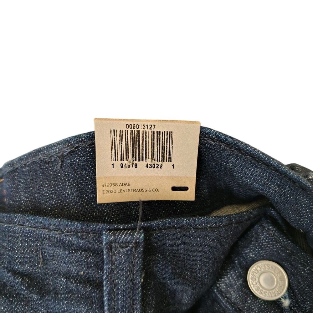 Levi's 501 38x34 Men's Dark Wash Stretch Straight Leg Button Fly Jeans Irregular - Picture 4 of 8